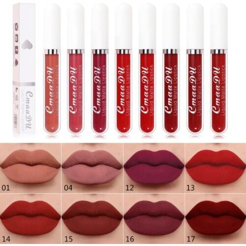 Liquid Lipstick, Matte Non-Stick Cup Waterproof Lipstick Long Lasting Lip Gloss, High Pigmented Velvet Lipgloss Beauty Cosmetics