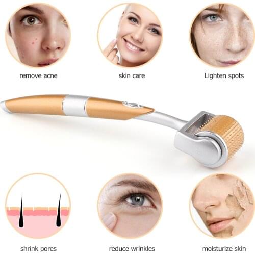 Gold Titanium Face Roller for Face Exfoliating Skincare Professional Anti Hyperpigmentation Micro-needle Beauty Care Tools