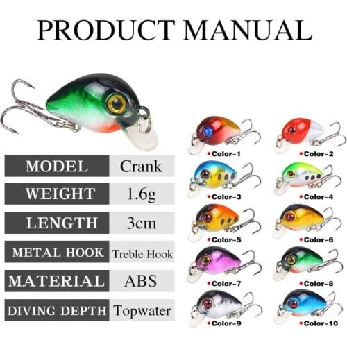 1Pcs New Fishing Lures Bionic Mini Minnow Bait 30mm 3D Eyes Artificial Hard Bait Wobblers Crankbait Perch Carp Fishing Tackle
