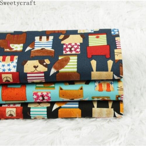 110x45cm Thick cotton fabric by Yard Cartoon fox print tela algodon Handmade Sewing Patchwork Material Accessories Home Textile