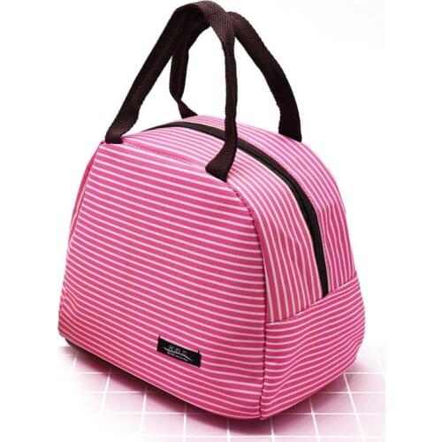 12PCS / LOT Creative New Stripe Insulation Bag Large Capacity Insulation Bag Waterproof Oxford Picnic Insulated Thermal Tote