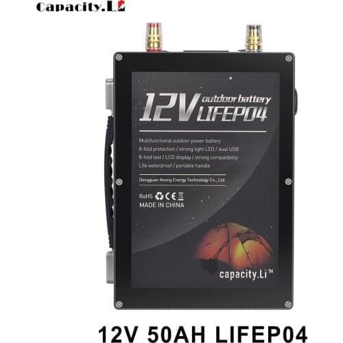 12V lifepo4 battery pack 50Ah with BMS rechargeable waterproof boat RV outdoor camping spare solar inverter lithium battery