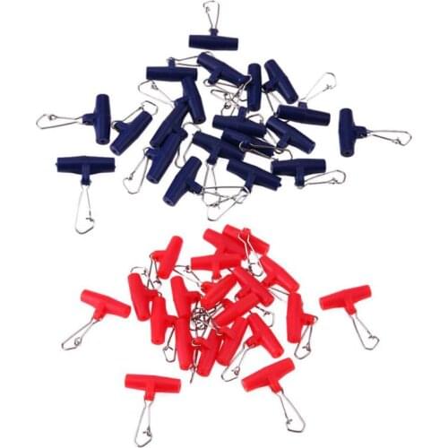 20pcs Sinker Slider Zip Slider Fishing Swivels Fishing Line Snap Hook Connector Terminal swivel for Fishihooks With Blue Red
