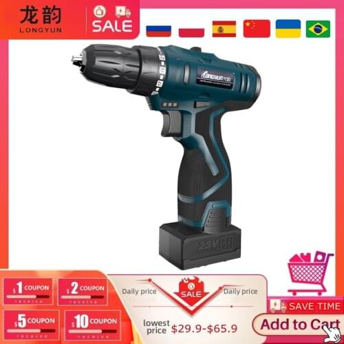 25V lithium battery electric drill home electric screwdriver cordless drill wall charging hand Cordless drill driver power tools