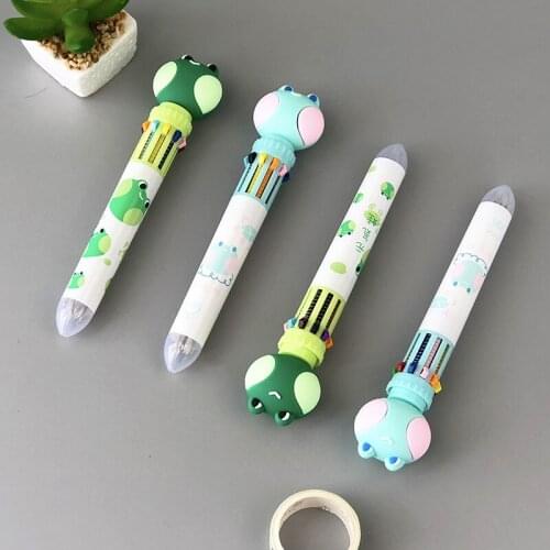 36PCS Creative Stationery Cartoon Ten-Color Ballpoint Pen Cute Multi-Color Click Hand Account Mark Novelty Pens for Writing