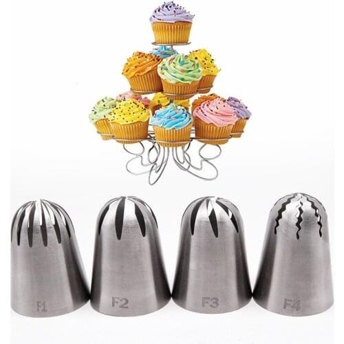 4pc/set Large Size Stainless Steel Decorating Tip Set Icing Piping Nozzles Cake Decorating Cupcake Pastry Tools