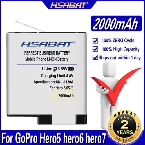 HSABAT AHDBT-501 2000mAh Battery for GoPro Hero 7 hero 6 hero 5 Hero5 Hero6 Hero7 Batteries