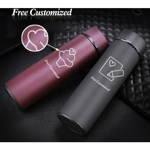 Free Customize LOGO Stainless Steel Water Bottle Vacuum Flask Gift Insulated Cup Bottle Water Outdoor Sport Drinkware Thermos