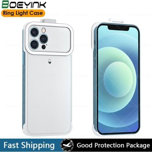 Wireless Charge Case For iPhone 12 Pro Max Ring Light Flash Cover LED Selfie Flashlight Cellphone Case For iPhone 12 Mini 12Pro