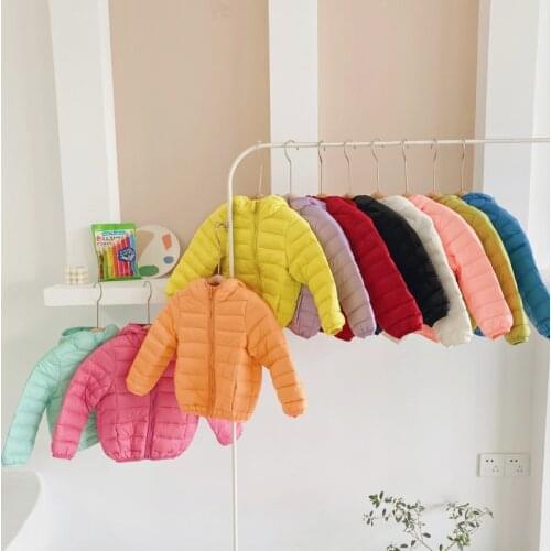 Childrens Winter Solid Color Warm Down Jacket Boys and Girls Can Be Stored Out Jackets Are Slightly Children Down Jackets