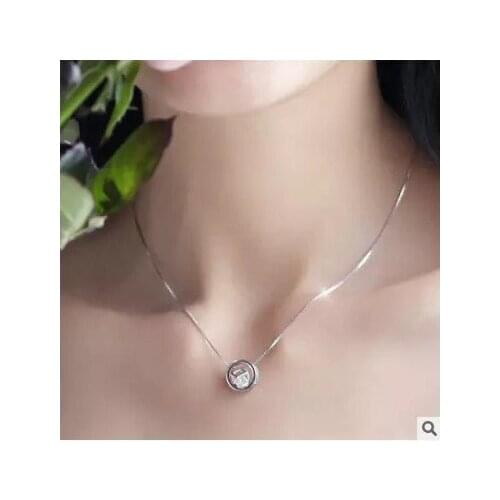 DreamySky Hot Selling Silver Color Circle Zircon Necklaces For Women Collar Colar Drop Shipping
