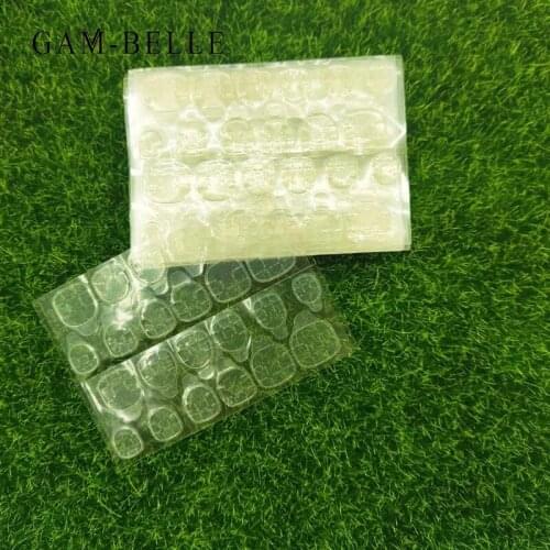 GAM-BELLE 10 Sheets Double-side Glue 240Pcs Transparent Nail Stickers Fast Drying Fake Nail Tips Extension Adhesive Tools