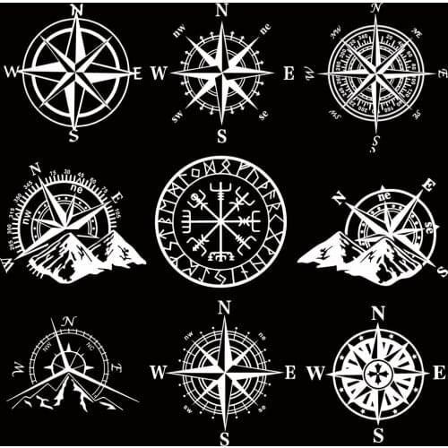 HungMieh Car Sticker NSWE Compass Funny Car Decal Reflective 3D Vinyl Sticker On Car Art Design Navigate Car Styling Accessories