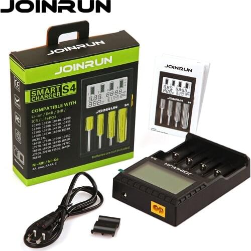 Joinrun S4 Smart Battery Charger 18650 charger LCD Screen Li-ion 18650 14500 16340 26650 AAA AA Support DC 12V Car Charger