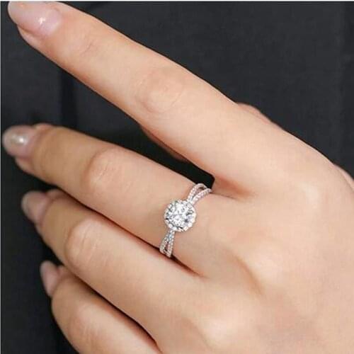 925 Sterling Silver color Invisible Setting Open Ring for Women Fine Silver 925 Jewelry Natural 1 Carat Crystal Gemstone