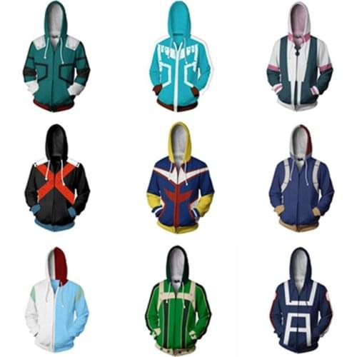 Sixth My Hero Academia izuku midoriya shouto todoroki boku no hero academia 3D Cosplay Hoodie Costume Sweatshirt Zipper Jacket