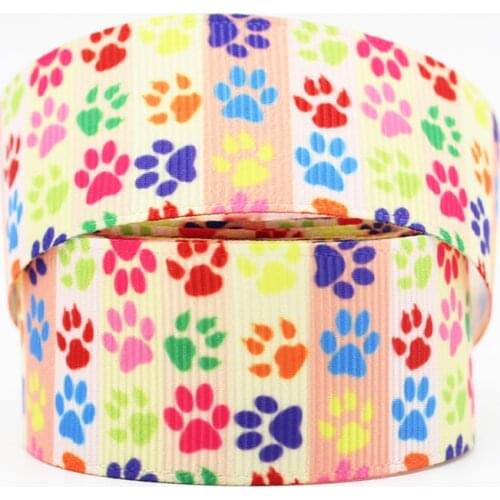 Color Dog Paw Ribbon Grosgrain Diy Hairbow Headwear Printed Ribbon Gift Decoration Ribbon 16MM22MM 25MM 38MM 57MM 75MM