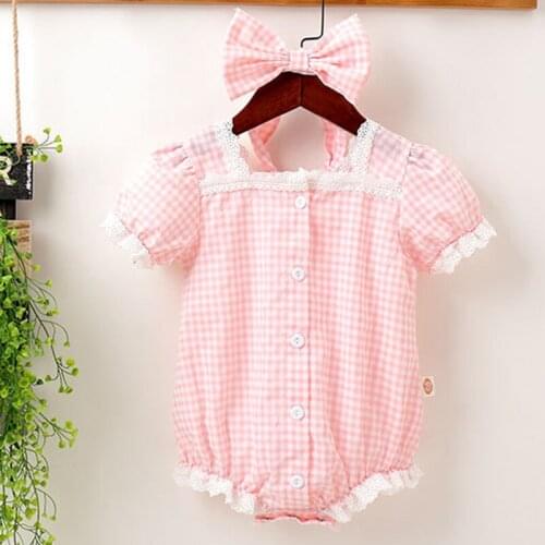 Summer Newborn Baby Girls Jumpsuit Romper Lattice Lace Short Sleeve Infant Baby Girls Clothes Toddler Baby Girl Jumpsuit