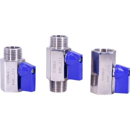 1/8" 1/4" 3/8" 1/2" 3/4" 1" BSP NPT Female Male Mini Sanitary Ball Valve SUS 304 316L Stainless Steel Homebrew With Blue Hanlde