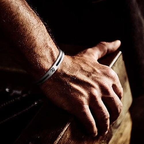 Mens OM Ohm Aum Hindu India Cuff Bangle Bracelet for Men Half Open Stainless Steel Religion Jewelry 60mm 65mm