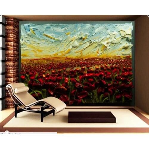 Custom 3D stereoscopic wallpaper, rose oil painting for the living room bedroom TV background wall waterproof wallpaper