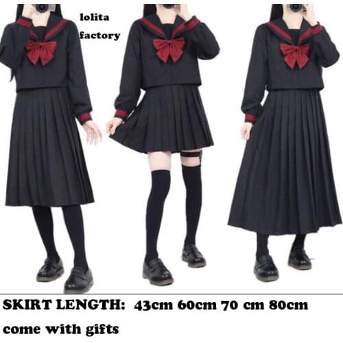 Autumn Japanese School Uniforms For Girls Cute Long-length Sailor Tops Pleated Skirt Full SetsYankee Girl cosplay Uniform