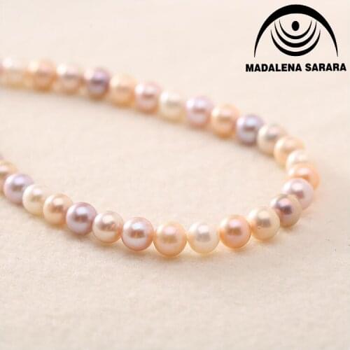 MADALENA SARARA 7-8AAA Freshwater Pearl Necklace Colorful Mixed Pearl Beaded Strand Necklace S925 Clasp Necklace