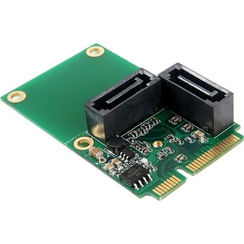 Mini PCI-E to SATA3 Expansion Card Pci Express to 2-Port SATA3.0 Hard Drive Expansion Card with SATA Cable