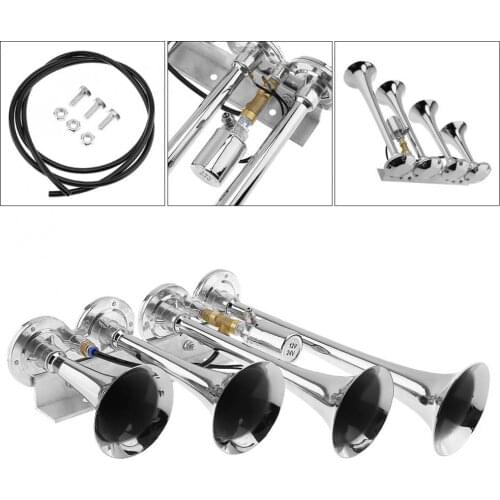 Durable Universal 12V / 24V 185dB Super Loud Car Four Trumpet Air Horn for Car Vehicle Truck Train Boat