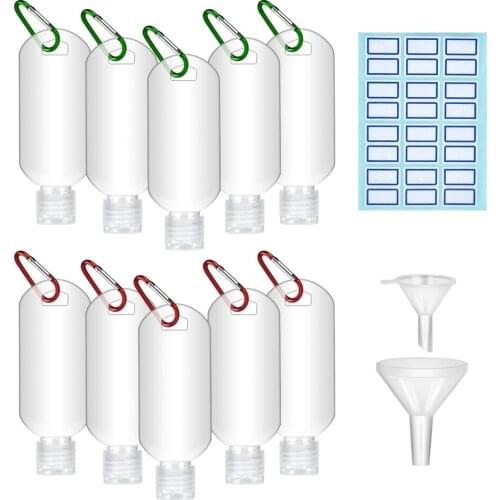 8/13Pcs Clear Refillable Gel Bottles With Holder Keychain Buckle Funnels Labels Travel Hand Sanitizer Split Bottles For Children