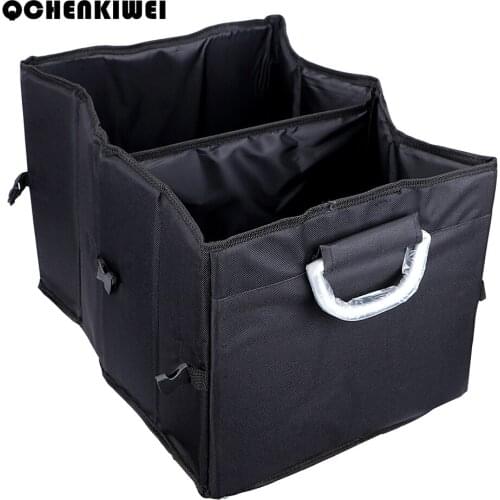 QCHENKIWEI 2 Compartment Storage Bag Car Back Seat Organizer Foldable Universal Multi-function Car-styling Stowing Tidying Trunk