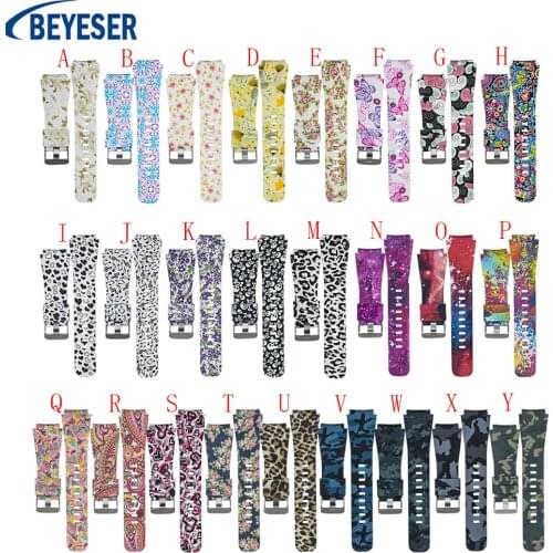 22mm Colorful soft Silicone Watchband for Samsung Gear S3 Watch Band printed pattern Sport Strap Original Replacement band