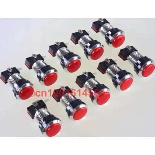 Reyann 10x 30mm Silver Round LED Illuminate Arcade LED Button for Arcade Fight Game & Raspberry PI Retropie 3B Project DIY - Red