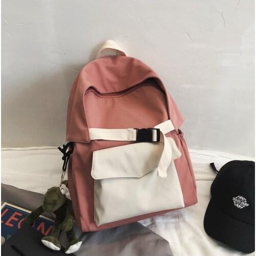 New Hit Colour Panelled Waterproof Nylon Women Backpack Female Eye-splice Schoolbag For Teenage Girls Multiple Pockets Mochilas