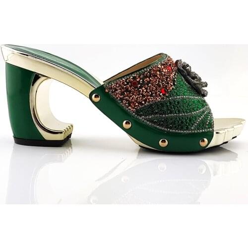 Wedding Bridal Peep Toe Green Women Shoe Italian shoes African shoes without bag set Comfortable Women Shoes For Parties