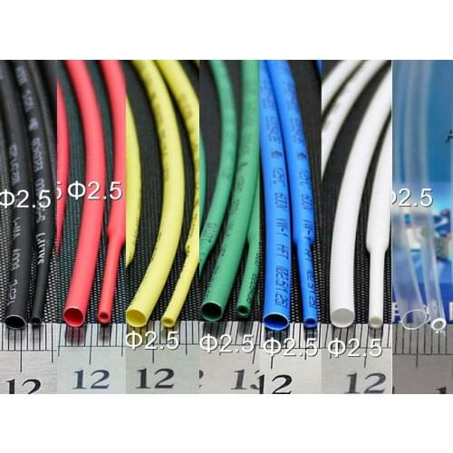 2.5mm Polyolefin 2:1 Heat Shrink Tubing ROHS UL Black/Red/Yellow/Green/Blue/White/Clear