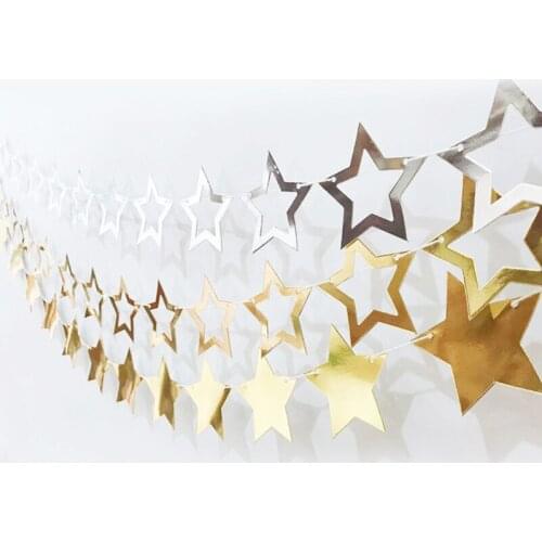 Birthday Party Wedding Decoration Stage Arrangement Sequins Pentagram String Pull Flower Star Paper Flag Decoration Stars Bunch