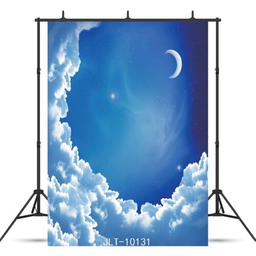 Night Moon Blue Sky Clouds Vinyl Photography Backdrop For Wedding Baby Shower Children Background Photo Booth Shoot Studio