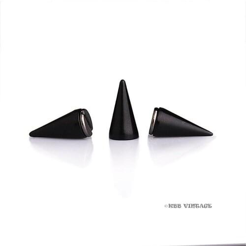 50pc Metal Punk Spikes Gothic Cone Stud Screwback Medium 5/8'' Black