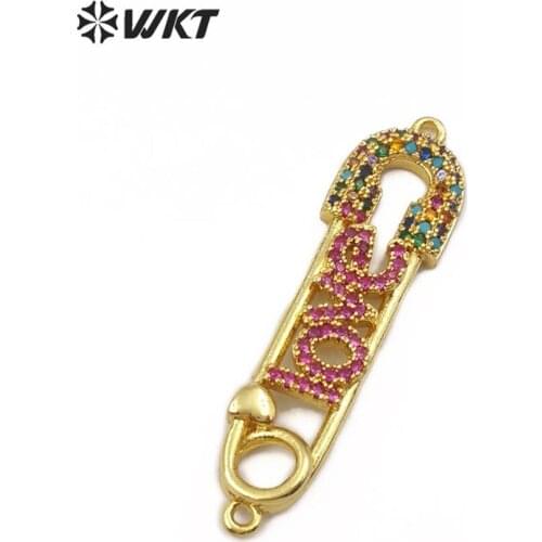 WT-MC268 WKT Exquisite Colorful the back Shape Cubic Zirconia Gold Electroplated Pendant For Jewelry Making