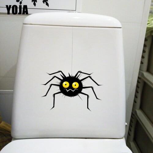 YOJA 18.2×24.3CM Fun Spider Cartoon Home Wall Stickers Personality Bathroom WC Toilet Decoration T1-2692
