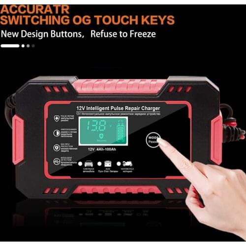 12V 6A Full Automatic Car Battery Charger Power Pulse Repair Chargers Wet Dry Lead Acid Battery-chargers Digital LCD Display