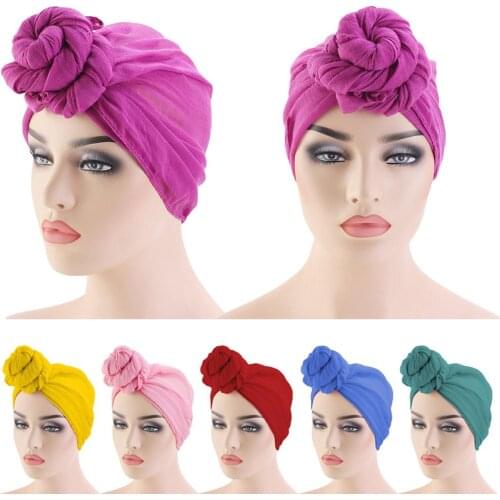 Women Turban Muslim Indian Knot Hats Hijab Head Cover Cancer Chemo Hair Loss Scarf Cap Islamic Headwear Wrap Beanie Scarves New