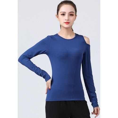 2021 New CM050 Female Latin Dance Tops Long Sleeve Shoulder Hole Design Women Dancing Shirt for Belly Ballroom Dance Performance