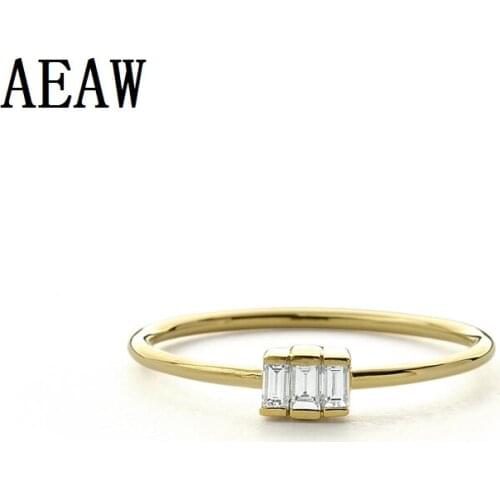 14k Pure Gold Baguette Rings Natural Smooth Elegant Engaged Wedding Rose Women Classic Fine Gift Good Customize Jewelry