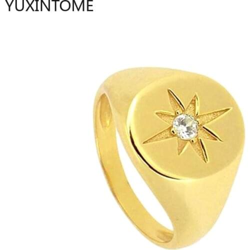 24K Gold Geometric Sun Rings Vintage Punk Rings For Women Crystal Knuckle Finger Rings Female Trendy Finger Ring Jewelry Gift