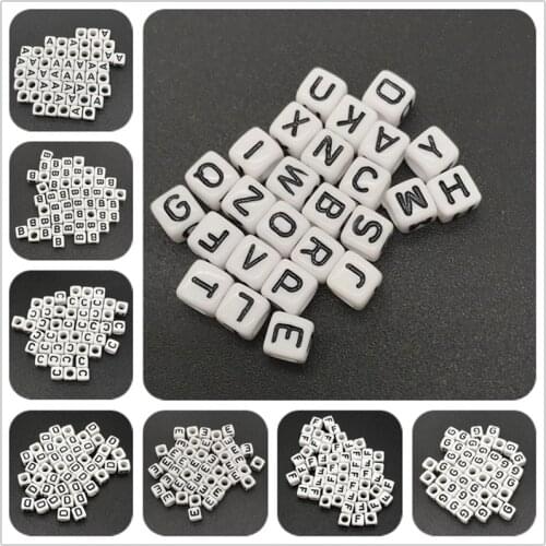 100pcs 6x6mm 26 Letter Beads Square Shape Alphabet Letter Beads Charms Bracelet Necklace For Jewelry Making Accessories