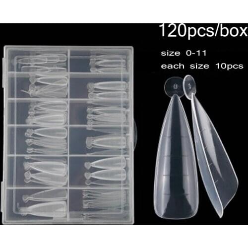 120pcs/Box Clear Dual Extra Long Nails Forms Nail System Quick Building Acrylic For Extension Manicure UV Gel Nails Tips Mold #1