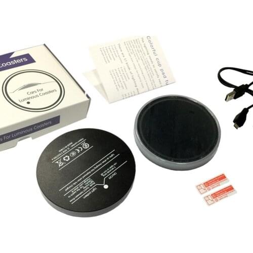 2Pcs Rechargeable RBG Color Light Auto Car Cup Coasters Drinkings Holder Mat