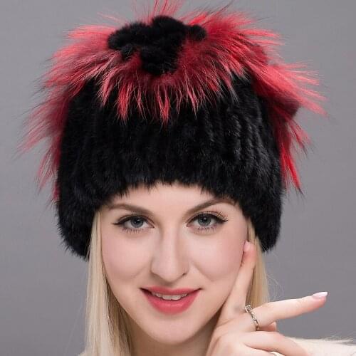 2019 True Winter Fur Hat For Natural Mink Fur Women With Fox Fur Tops Luxury Russian Fur Hat Brand New Fashion